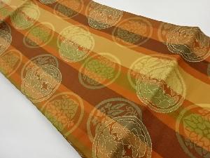 リサイクル　縞に丸文・花鳥模様織出し名古屋帯